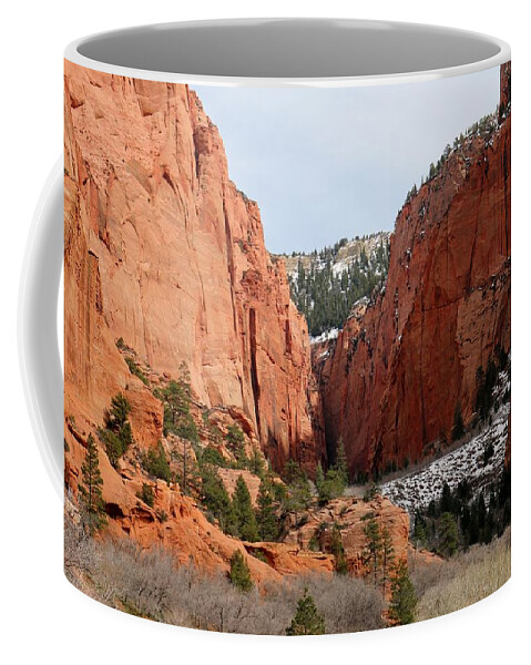 Kolob Canyon Coffee Mug featuring the photograph Kolob Canyon Dusted with Snow by Christy Pooschke