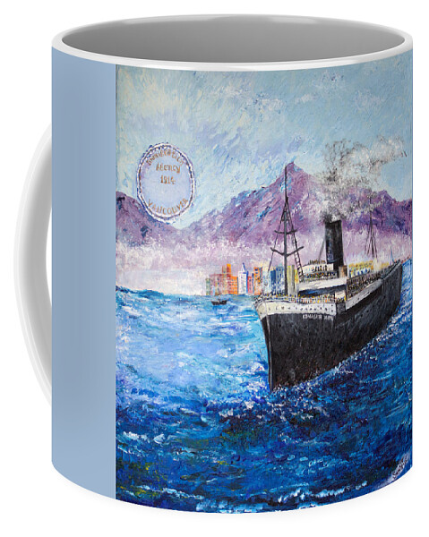 Komagata Maru Coffee Mug featuring the painting Komagata Maru in troubled waters by Sarabjit Singh
