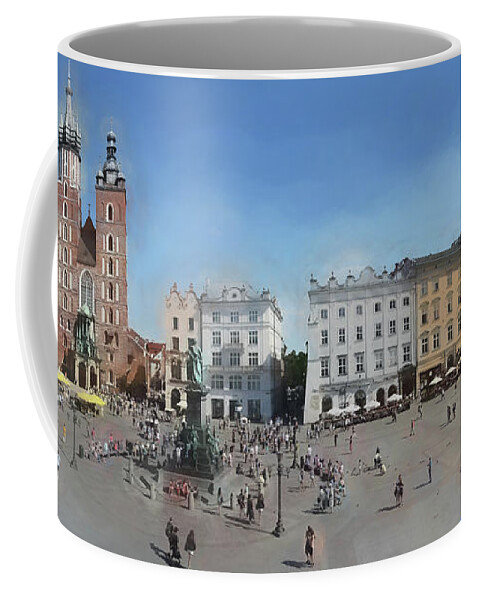 Panorama Coffee Mug featuring the photograph Krakow, Town Square by Aleksander Rotner
