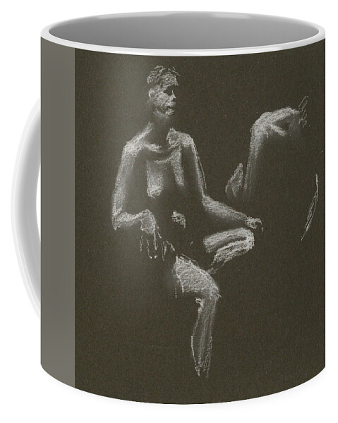 Figure Drawing Coffee Mug featuring the drawing Kroki 2015 04 25 _3 Figure Drawing White Chalk by Marica Ohlsson