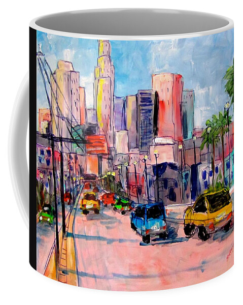 City Coffee Mug featuring the painting L A 1st St Bridge by Barbara O'Toole