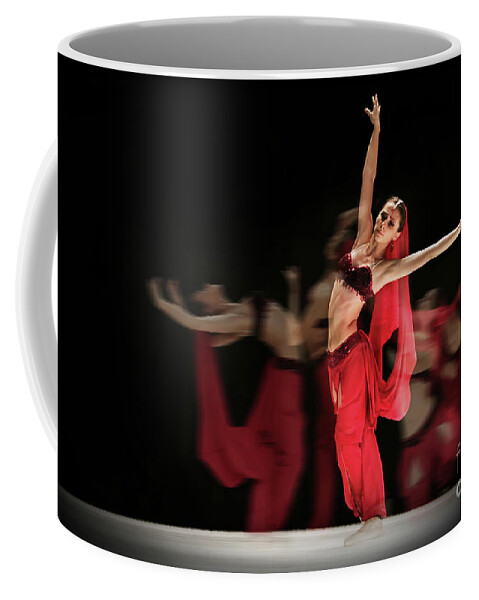 Ballet Coffee Mug featuring the photograph La Bayadere Ballerina in red tutu ballet by Dimitar Hristov