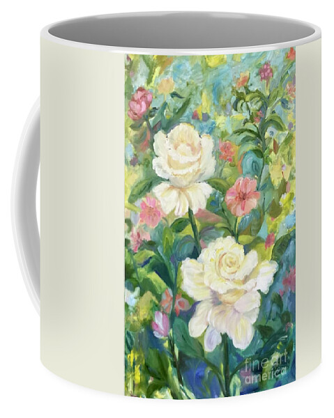Roses Coffee Mug featuring the painting La Jolla Garden by Patsy Walton