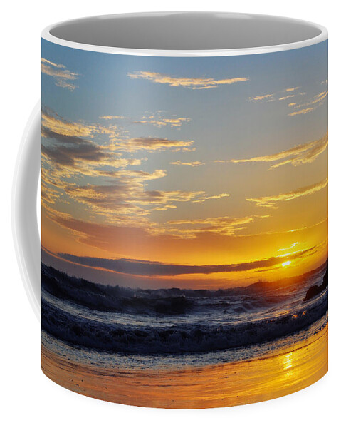 La Piedra State Beach Coffee Mug featuring the photograph La Piedra Sunset Malibu by Kyle Hanson