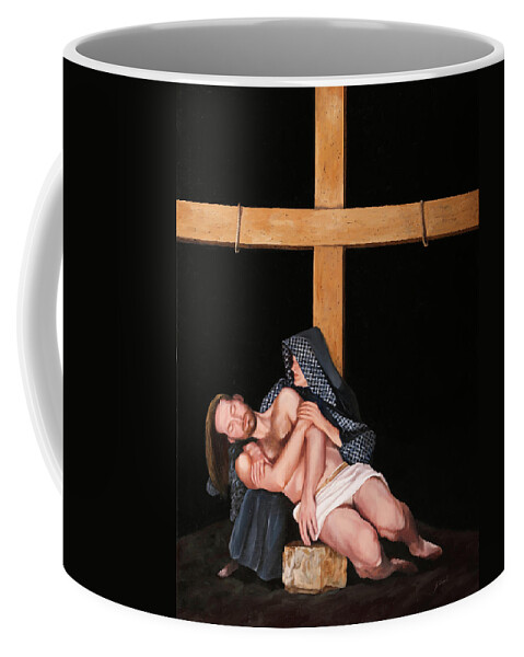 Religious Coffee Mug featuring the painting La Pieta by Guido Borelli