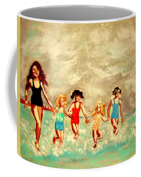 France Coffee Mug featuring the painting La Plage by Rusty Gladdish