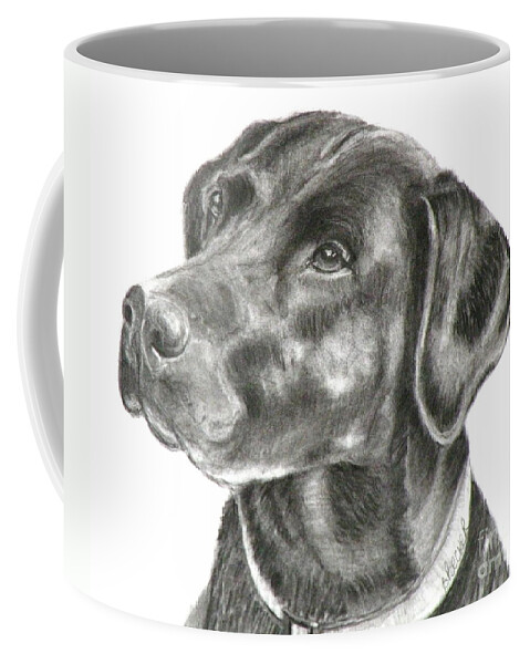 Black Lab Coffee Mug featuring the painting Lab Charcoal Drawing by Susan A Becker