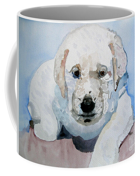 Lab Coffee Mug featuring the painting Lab Puppy by Sandy McIntire