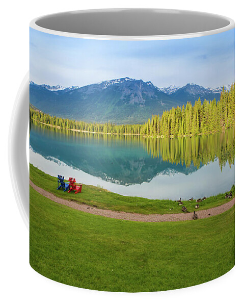 Lake Coffee Mug featuring the photograph Lac Beauvert in Jasper National Park, Alberta, Canada by Ami Parikh