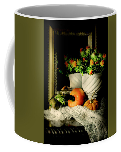 Drapery Coffee Mug featuring the photograph Lace and Mirror by Diana Angstadt