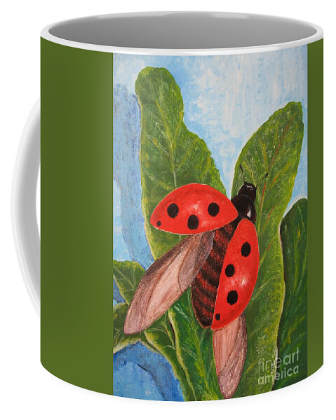 Oil Coffee Mug featuring the painting Lady-bug by Stella Velka