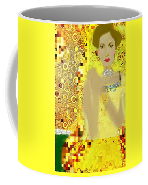 Adele Block Bauer Coffee Mug featuring the digital art Lady In Gold Whimsy by Pamela Smale Williams