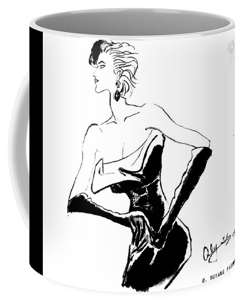 Fashion Illustration Coffee Mug featuring the painting Lady in Night Dress by Leslie Ouyang