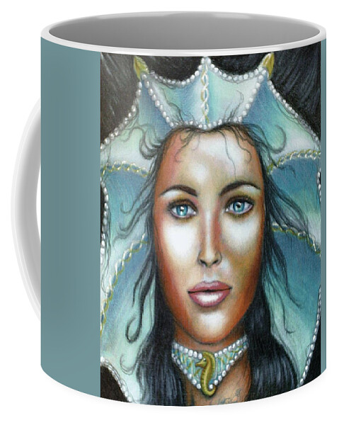 Woman Coffee Mug featuring the drawing Lady of the Sea by Scarlett Royale