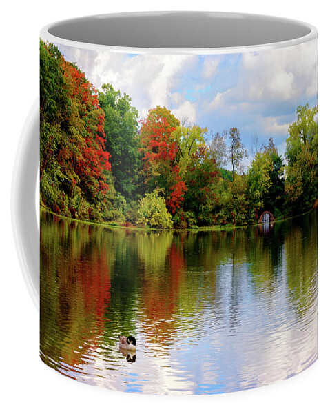 Water Coffee Mug featuring the photograph Lake at Forest Park by Camille Lopez