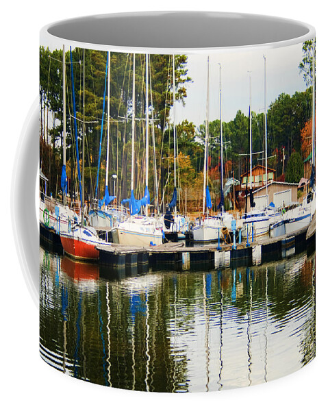 Sailboats Coffee Mug featuring the photograph Lake Guntersville Alabama Sailboats by Kathy Clark