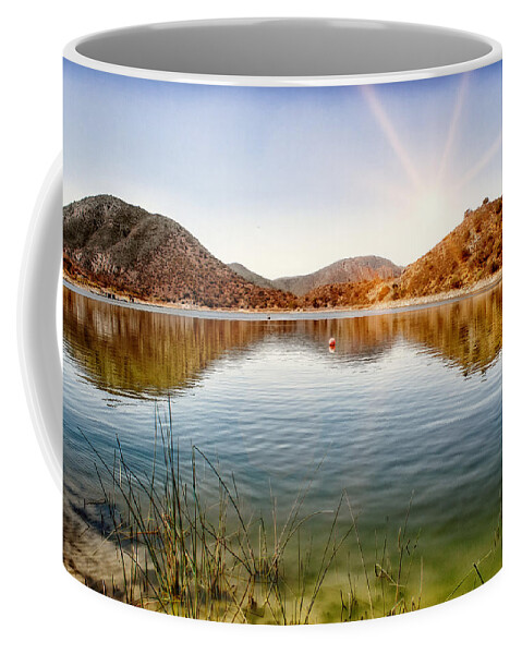 Dam Coffee Mug featuring the photograph Lake Hodges Sunrise by Alison Frank