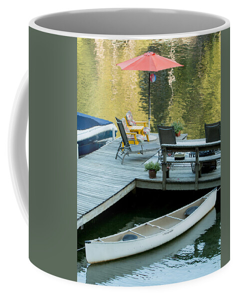 Mason Lake Coffee Mug featuring the photograph Lake-side Dock by E Faithe Lester