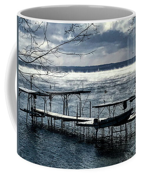 Winter Coffee Mug featuring the photograph Lake Steam by William Norton