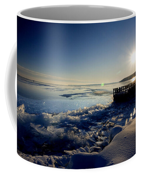 Ice Coffee Mug featuring the digital art Lake Superior in Winter by Mark Duffy