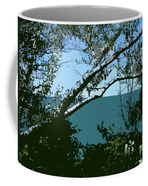 Birch Trees Coffee Mug featuring the photograph Lake Through the Trees by Michelle Calkins
