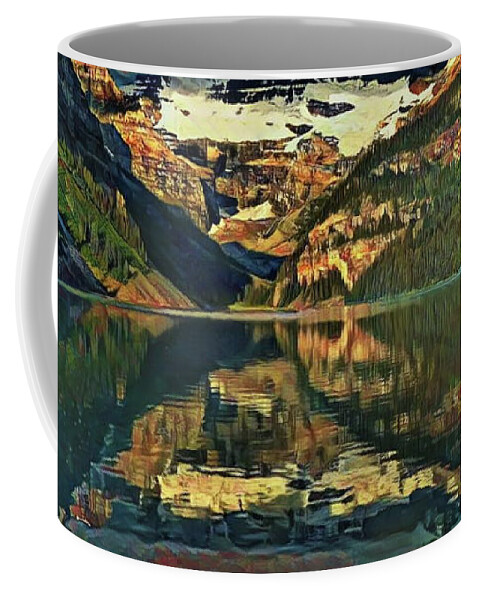 Baniff Coffee Mug featuring the digital art Lake Louise by Russ Harris