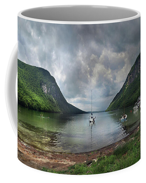 Willoughby Coffee Mug featuring the photograph Lake Willoughby Panorama One by Nancy Griswold