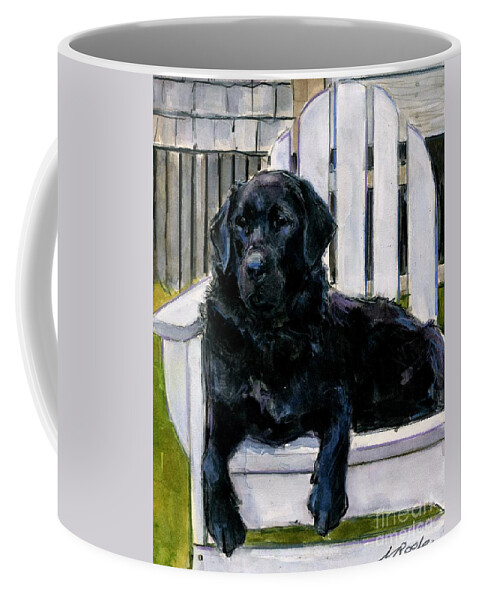 Black Labrador Coffee Mug featuring the painting Lakerfront by Molly Poole