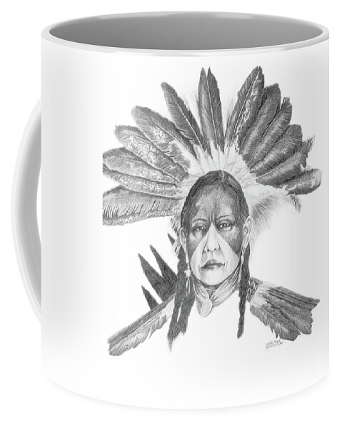 Lakota Coffee Mug featuring the painting Lakota Headdress by Wayne Pruse