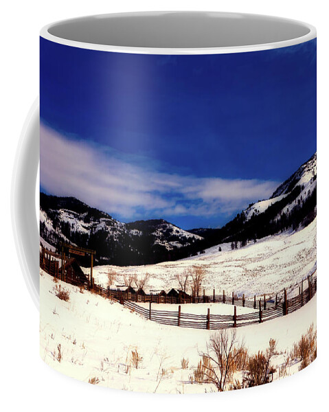 Yellowstone Coffee Mug featuring the photograph Lamar Ranger Station In Winter - Yellowstone by Mountain Dreams