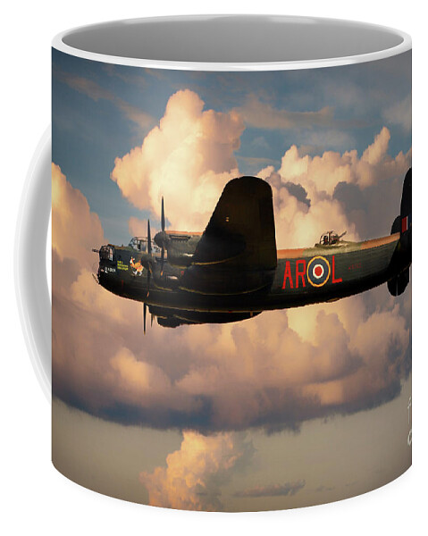 Lancaster Bomber Coffee Mug featuring the digital art Lancaster L-Leader by Airpower Art