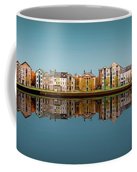 Lancaster Coffee Mug featuring the digital art Lancaster Quayside Panoramic - Deep Blue by Joe Tamassy
