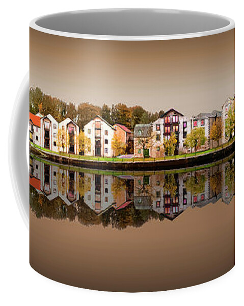 Lancaster Coffee Mug featuring the digital art Lancaster Quayside Reflection 1 - Sepia by Joe Tamassy