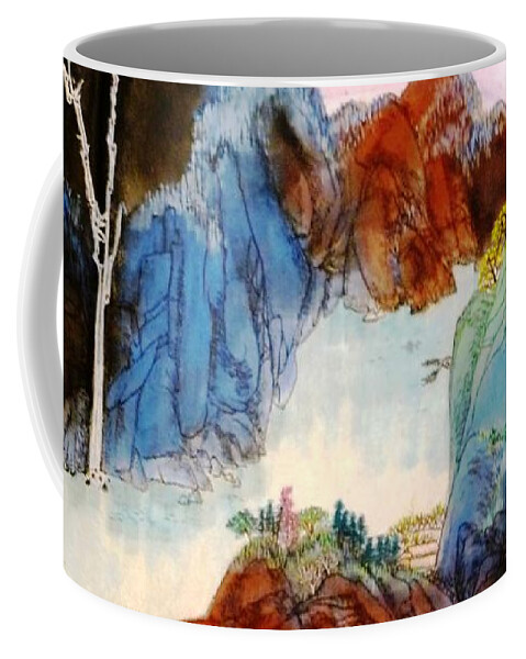 Chinese Style Landscape Coffee Mug featuring the painting Landscape #2 by Betty M M Wong