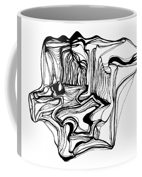 Ink Coffee Mug featuring the drawing Landscape with Waterfalls by Daniel Schubarth
