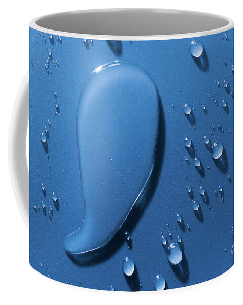 Water Coffee Mug featuring the photograph Large and small water droplets viewed from above by Simon Bratt
