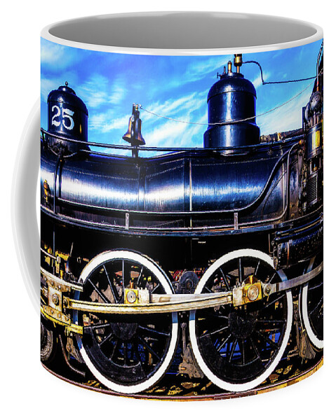 Virgina & Truckee Coffee Mug featuring the photograph Large Train Wheels by Garry Gay