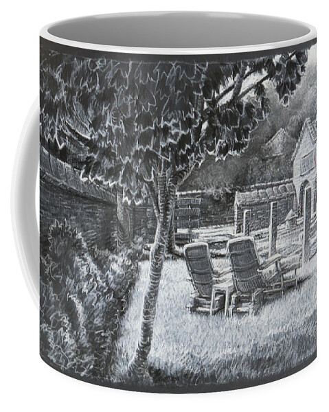 Backyard Coffee Mug featuring the drawing L'Armateur Moissac France by Jon Falkenmire