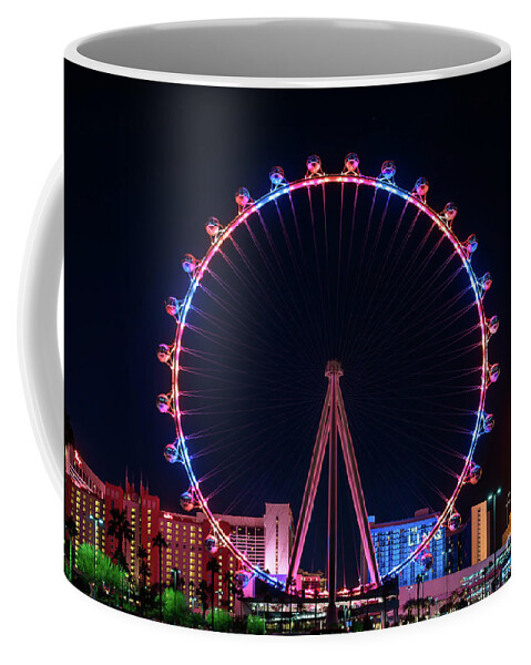 High Roller Las Vegas Coffee Mug featuring the photograph Las Vegas High Roller at Night Multi Colors by Aloha Art