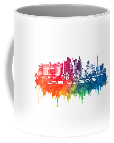 Las Vegas Coffee Mug featuring the digital art Las Vegas skyline city color by Justyna Jaszke JBJart
