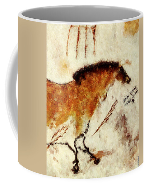 Lascaux Prehistoric Horse Coffee Mug featuring the digital art Lascaux Prehistoric Horse Detail by Weston Westmoreland