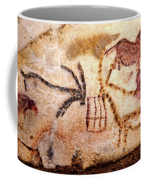 Lascaux Coffee Mug featuring the digital art Lascaux - Two Ibex by Weston Westmoreland