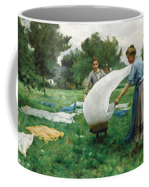 Therese Marthe Francoise Cotard-dupre Coffee Mug featuring the painting Laundry by Therese Marthe Francoise Cotard-Dupre