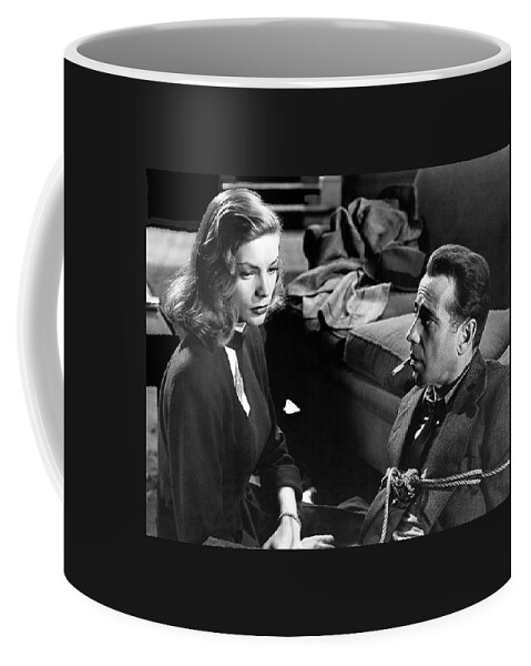 Lauren Bacall Humphrey Bogart Film Noir Classic The Big Sleep 1 1945- Coffee Mug featuring the photograph Lauren Bacall Humphrey Bogart Film Noir classic The Big Sleep 1 1945-2015 by David Lee Guss