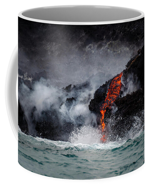 Lava Coffee Mug featuring the photograph Lava Dripping into the Ocean by Daniel Murphy