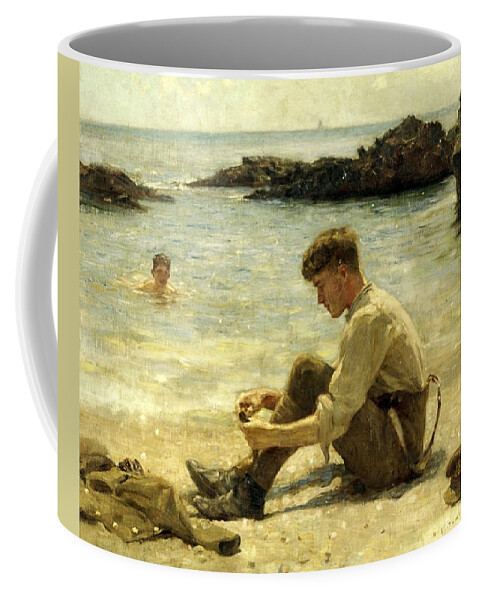 Lawrence Coffee Mug featuring the painting Lawrence as a Cadet by Henry Scott Tuke