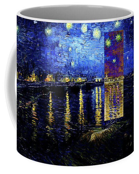 Abstract In The Living Room Coffee Mug featuring the digital art Layered 15 van Gogh by David Bridburg