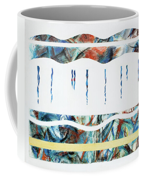 Strata Coffee Mug featuring the mixed media Layers, Beneath the surface, No.2 of 4 by Kerryn Madsen-Pietsch