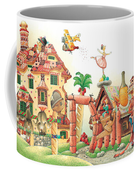 Food Lanscape Kitchen Cake Sweets Coffee Mug featuring the painting Lazinessland04 by Kestutis Kasparavicius