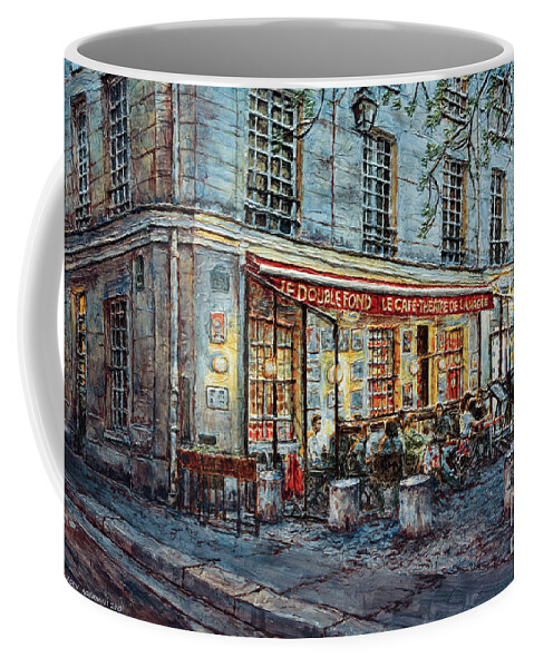 Cafe Coffee Mug featuring the painting Le Cafe- Theatre de la Magie by Joey Agbayani